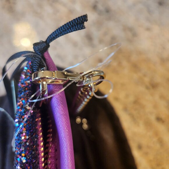 KATE SPADE Cameron Street Glitter Sima pink purple clutch handbag NEW - Picture 6 of 12